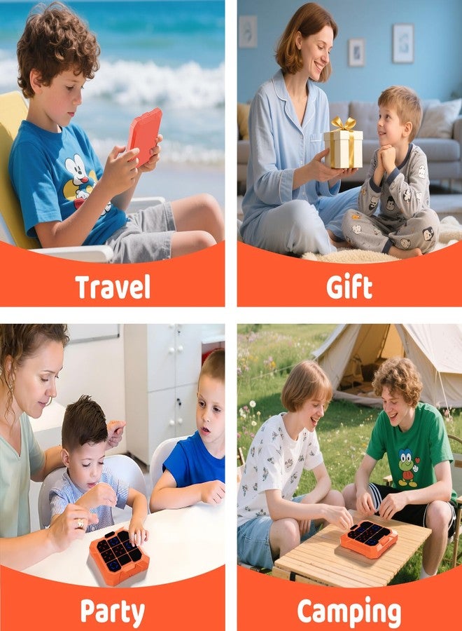 Lqqyee 6-in-1 Electronic Tic Tac Toe Game, Handheld Digital Tic Tac Toe Bolt Game, Portable Travel Learning Toy for Kids & Adults, Educational Memory Games for Ages 4+, Ideal Gift for Boys & Girls (Orange) - Image 5